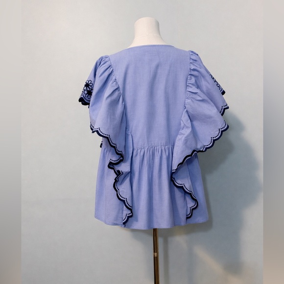 Kate Spade Light Blue Ruffle Blouse - Picture 2 of 4